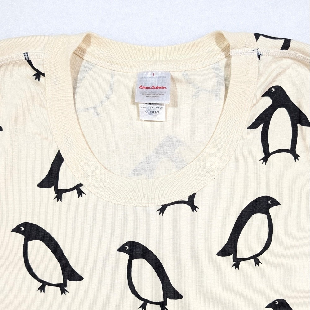 Hanna Andersson Pajamas Size S Organic Cotton Butter Yellow Penguin Sustainable - Picture 3 of 11